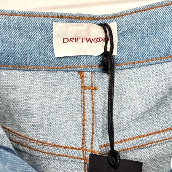 NWT Driftwood Serena Denim Maxi Skirt Sz 32 Blue Pink Eyelet Embroidered Slit‎ - Picture 4 of 14